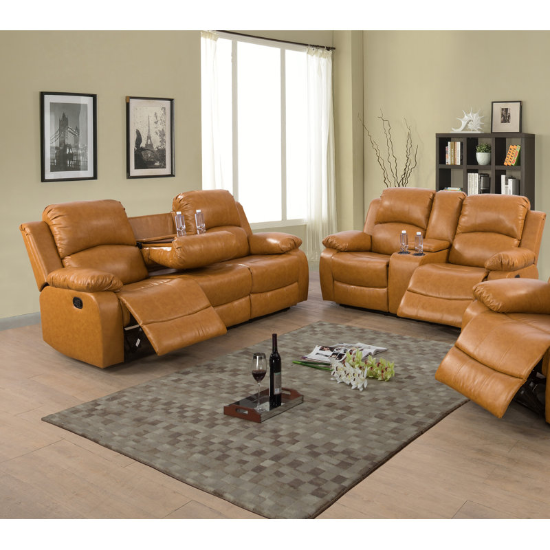 Lark Manor Amaker 2 Piece Faux Leather Reclining Living Room Set